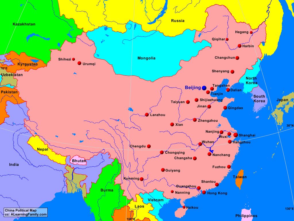 China Political Map A Learning Family