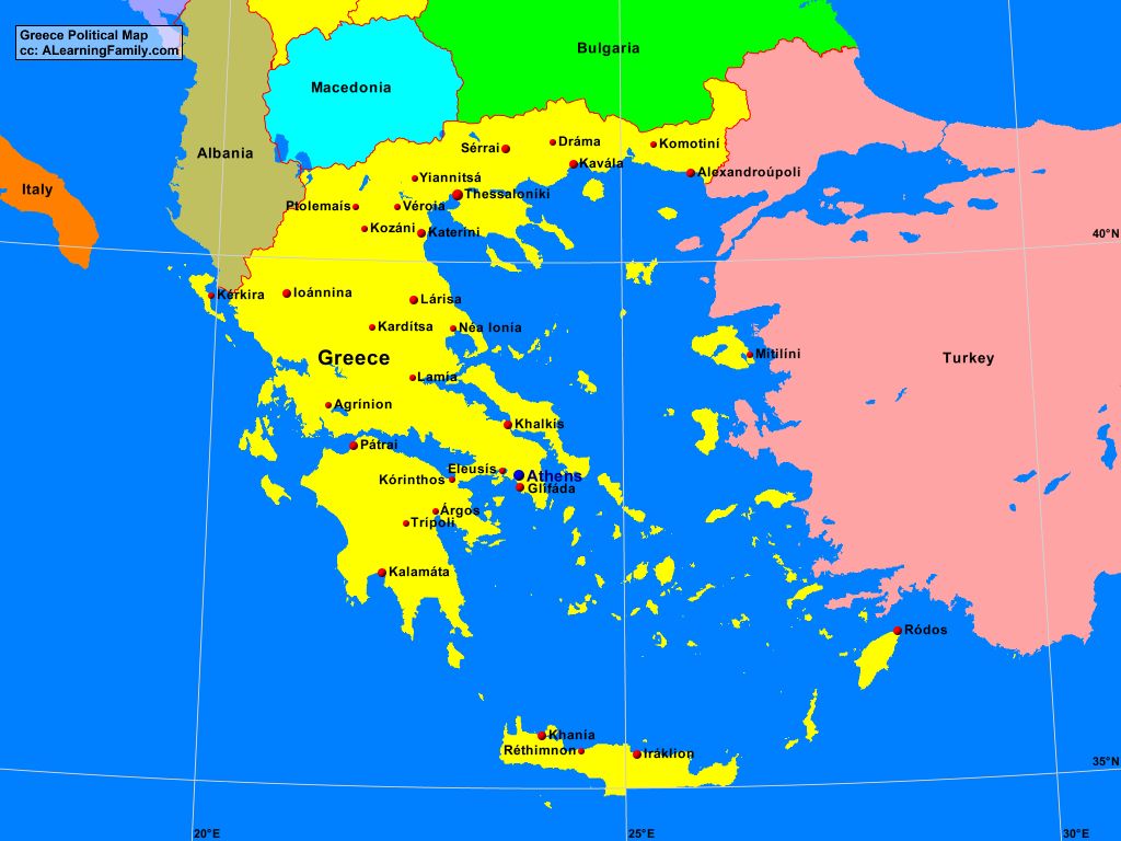 Greece Political Map - A Learning Family