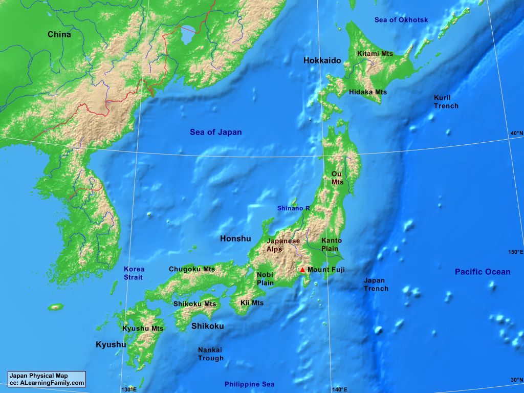 Japan Map Of Physical 97