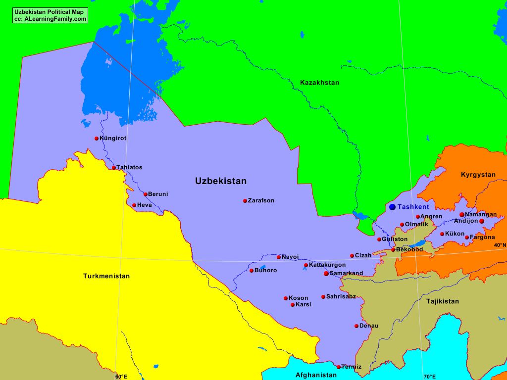 Uzbekistan Political Map A Learning Family