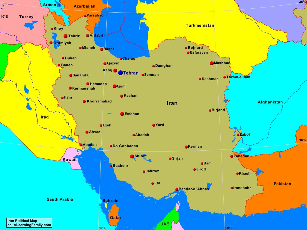 Iran Political Map - A Learning Family